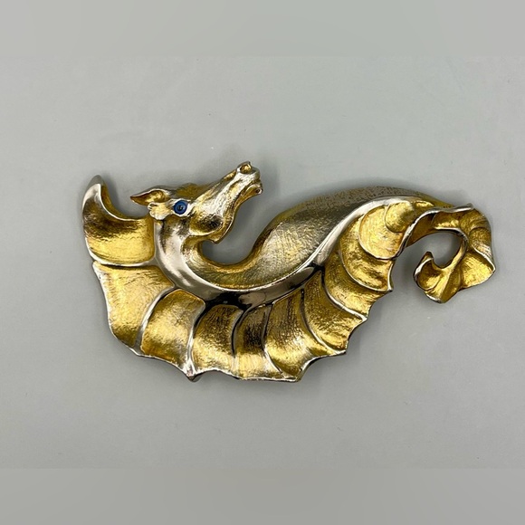 Christopher Ross Seahorse Belt Buckle 1991, 24k Gold Plated,Vintage, RARE - Picture 5 of 15